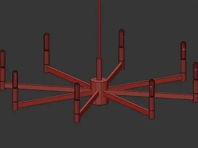 Erzo 8 brass chandelier with six lights 3D model