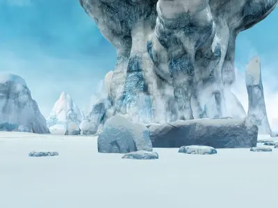 iceberg ice snow rocks ice land Low-poly 3D model