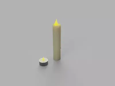 Simple Tea Light And Stick Candle 3D model