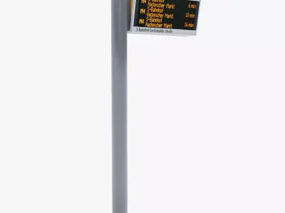 German Berlin Bus Stop Timetable Pole 3D model
