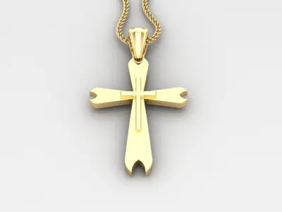 Light Gold 18K Cross Pendant 2CP047 3D print model