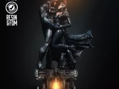 B3DSERK Batman and Catwoman Diorama Tested for 3D printing 3D print model