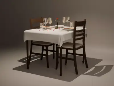 Romantic Dinner Dining Set  3D model