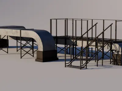Rooftop Stairs 01 Low-poly 3D model