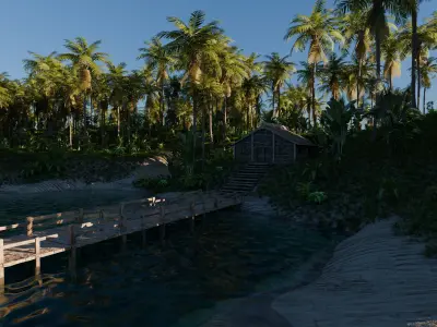 Island Cabin Scene 3D model