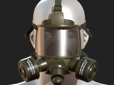 Gas mask helmet 3d model military combat  Low-poly 3D model