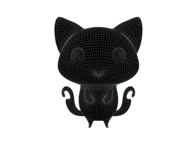 Double Tail Cat Ghost Character v1 004 Low-poly 3D model