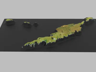 Anguilla Map Low-poly 3D model