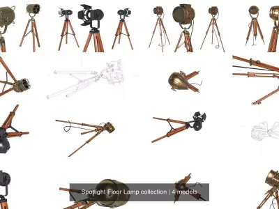 Spotlight Floor Lamp collection 3D Model Pack