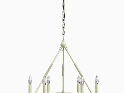 Round bamboo ceiling candles chandelier mansion style 3D model
