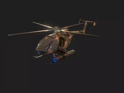 Military Helicopter Low-poly 3D model