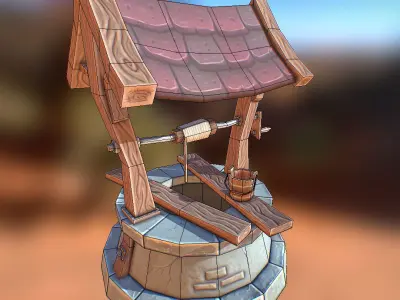 Fantasy RPG Stone Well Low-poly 3D model