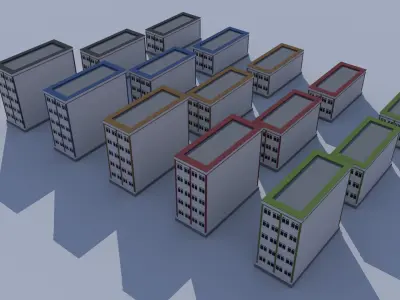 Cartoon Building Low Poly Building Commercial Bank Low-poly 3D model