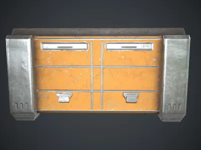 Sci-Fi Box Props Orange Low-poly 3D model