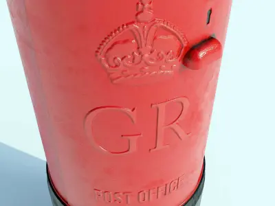 Red Post Box Letter Box Royal Mail Post Office Model Low-poly 3D model