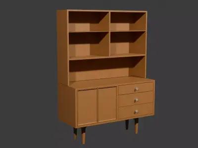 Mid Century Modern Hutch Low-poly 3D model