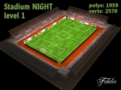 Stadium level 1 Night Low-poly 3D model