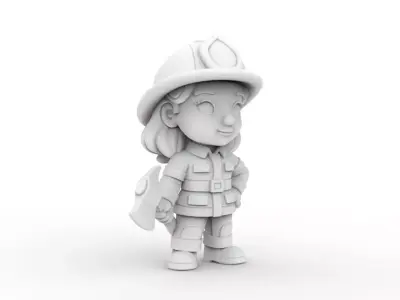 Firefighter Girl 3D Printable 3D print model