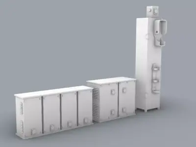 Storage Cabinet Set Low-poly 3D model