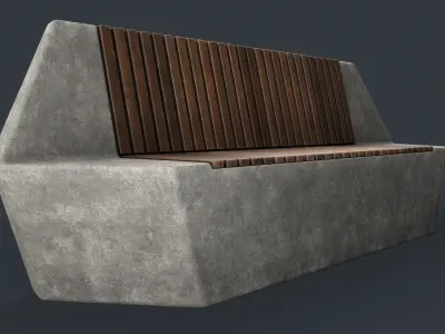 Modern Outdoor Bench 31 PBR Game Ready Low-poly 3D model