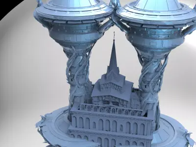 Steampunk pendulum towers 3D model