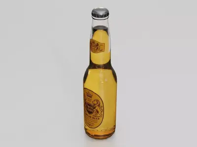 Beer Bottle Twin Lions Brand Low-poly 3D model