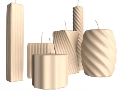 Candle Collection set of candles Low-poly 3D model