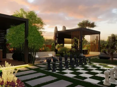 3D Exterior Scene 3D model design garden and landscape 3D model 18