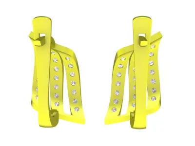 Curved Multi Row Diamond Lever Back Earrings 3D Model 6086 3D print model