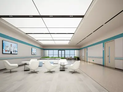 Hospital Corridor Nurses Station 02 3D model