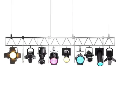 Soft theatre farm with lighting equipment Low-poly 3D model