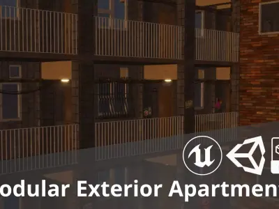 Modular Exterior Apartments - Assets Pack Low-poly 3D model