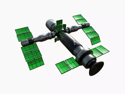 Satellite F01 Steel Green - SciFi Space Design Low-poly 3D model