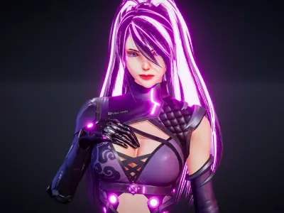 Evelynn V3 - Scifi Cyberpunk Character Low-poly 3D model