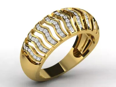 Light Weight Yellow Gold Diamond Ring DR-6532 3D print model