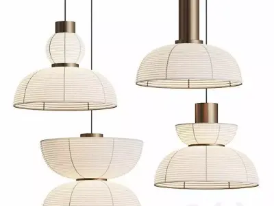  Retro Wabi Sabi Japanese Pendant Light Low-poly 3D model
