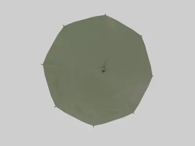 Umbrella with wooden handle Low-poly 3D model