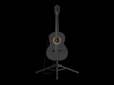 Manuel Ramirez 1908 Black Oak Classical Guitar  3D model