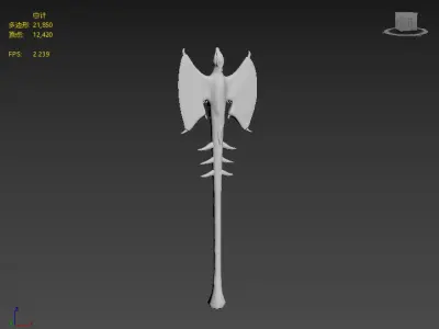 Next generation dragon shaped battle axe Low-poly 3D model