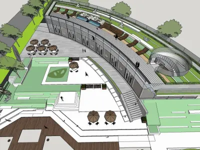office building landscape 3d sketchup model 3D model