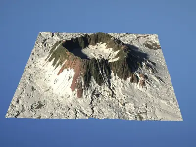 Landscape Environment Volcano Snow 23 Low-poly 3D model