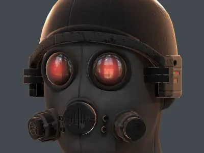 Gas mask helmet 3d model scifi Low-poly  Low-poly 3D model