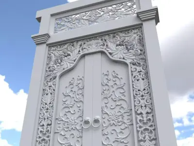 Balinese Gebyok Carved Door 3D model
