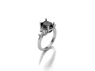 A Regal Embrace Gold Oval Sapphire and Diamond Accent Ring 3D print model