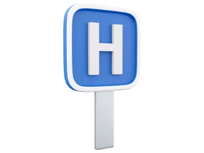 3d hospital road sign  cartoon icon 3D model