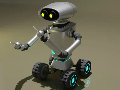  Robot assistant silver metallic 3D model