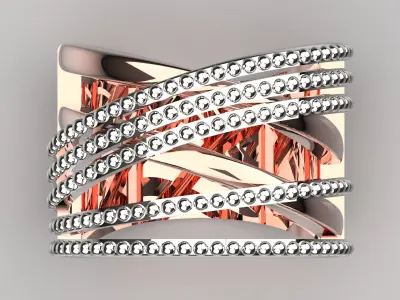 Wide two-tone ring modern design model gr0083 3D print model