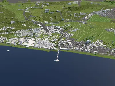 Brighton 50x50km City Map Model 3D model