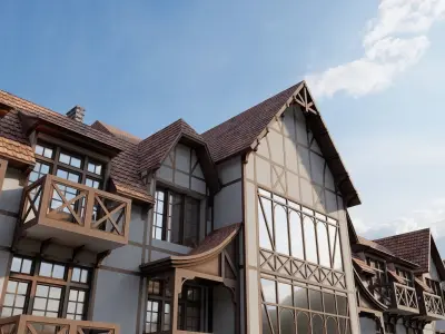 Mountain Lodge Fachwerk Half-timbered 3D model