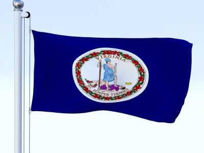 Animated US Flag Pack 3D model